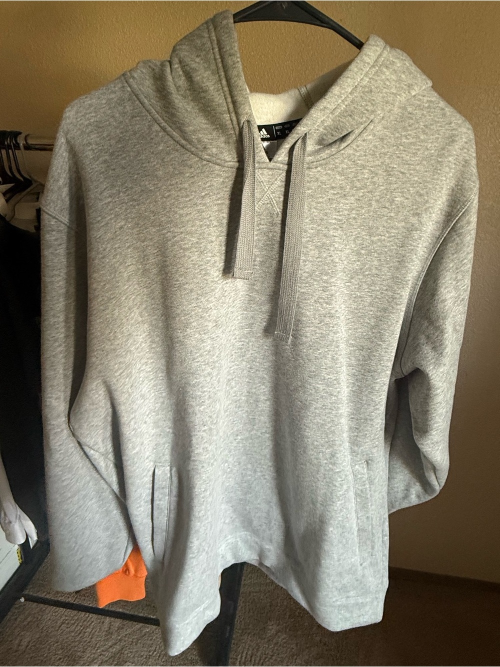 adidas Men's Light Gray Pullover Hoodie